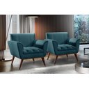 Ver imagem 2 de Poltrona Lyz Luxo Madeira Maciça Castellar Móbile Linho Azul