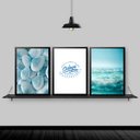 Ver imagem 2 de Kit 3 Quadros Mar Odayá Iemanjá 33x24cm - com vidro:Madeira branca