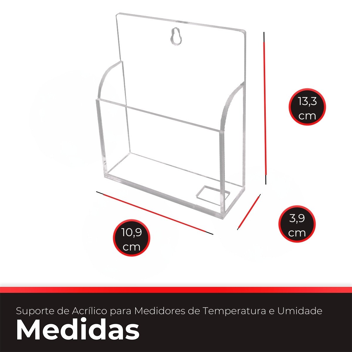 Kit com 4 Suportes de Acrílico para Medidores de Temperatura e Umidade Datalogger - 4