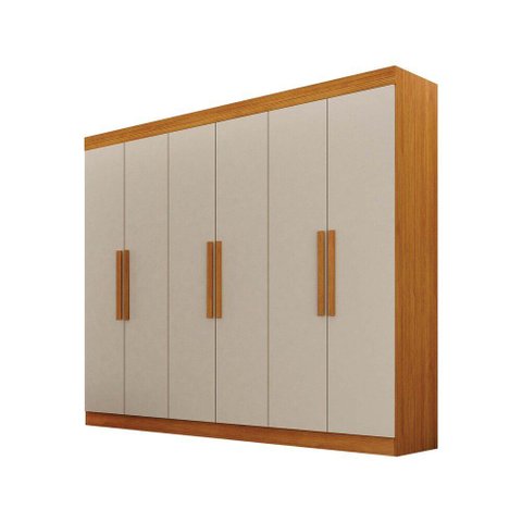 Guarda-Roupas 6 Portas 2 Gavetas Delta Cinamomo/Off White