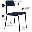 Ver imagem 4 de Kit 06 Cadeiras Estofada para Sala de Jantar Sense Preto C01 Linho Azul - Lyam Decor