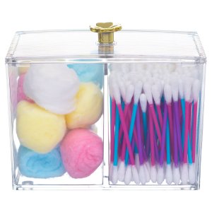 Porta Algodão Divisória Flor Dourada Organizador PAL-640 PGB Porta Cotonete Flor Divisória