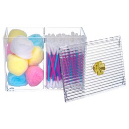 Porta Algodão Divisória Flor Dourada Organizador PAL-640 PGB Porta Cotonete Flor Divisória - 4