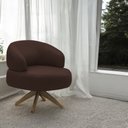 Ver imagem 1 de Poltrona Decorativa Katy Sala de Estar Base Giratória em Madeira Couro Marrom Chocolate G88 - Gran B