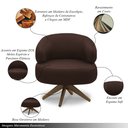 Ver imagem 3 de Poltrona Decorativa Katy Sala de Estar Base Giratória em Madeira Couro Marrom Chocolate G88 - Gran B