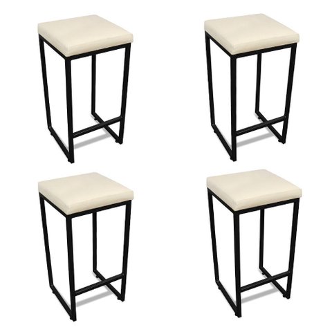 Banqueta Alta para Cozinha Industrial Kit 4 Nick Preto e Sintético d03 - D’Rossi
