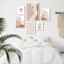 Ver imagem 1 de Composição 6 Quadros Minimalistas Quarto - Nudes:madeira Preta