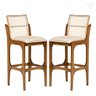 Kit 2 Banquetas para Cozinha Americana Lisboa Encosto Rattan Madeira Imbuia Linho Bege M58 Rmi - 1