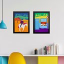 Ver imagem 1 de Kit 2 Quadros Decorativos Arte Goiás - Brasil 24x18cm - com Vidro:moldura Preta