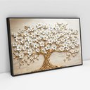 Ver imagem 2 de Quadro Decorativo Árvore da Vida Flores Brancas Sala Quarto Casa Escritório