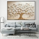 Ver imagem 1 de Quadro Decorativo Árvore da Vida Flores Brancas Sala Quarto Casa Escritório