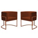 Ver imagem 1 de Kit 2 Poltronas Reforçadas Decorativa Sala Nayara Base Ferro Bronze Suede Terracota