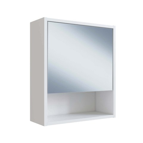 Armário Banheiro 41,5cm com Porta e Espelho Branco Slim B850