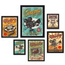 Ver imagem 1 de Composição 6 Quadros Decorativos Sala de Cinema:madeira Preta