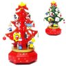 Mini Arvore de Natal Musical Toca e Gira Madeira Enfeite Natalino Movimentio - Vermelho - 1