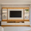 Ver imagem 2 de Rack para Sala com Painel para Tv 70 Pol Led 297cm Spencer L05 Tauari Off White Fosco - Lyam Decor