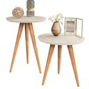 Ver imagem 2 de Conjunto Mesa Apoio Lateral Redonda Pés Palito Classic-off White