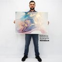 Ver imagem 2 de Quadro Decorativo em Canvas Abstrato Aquarela Luxo TaColado Moldura Flutuante 4,5cm Madeira 90 x 60c