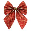 Ver imagem 1 de Enfeite Árvore Natal Laço Lacinho Vermelho Brilhante 2 Peças 15,5cm