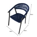 Ver imagem 3 de Kit 4 Cadeiras Decorativa Joana em Corda Náutica e Base em Alumínio Preta /azul Marinho