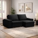 Ver imagem 3 de Sofá 3 Lugares Retrátil Reclinável para Sala 205cm Malfati F04 Veludo Preto - Lyam Decor