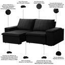 Ver imagem 4 de Sofá 3 Lugares Retrátil Reclinável para Sala 205cm Malfati F04 Veludo Preto - Lyam Decor