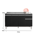 Ver imagem 2 de Balcão Gabinete para Pia Tatiane S/tampo 150cm 4 Portas 1 Gaveta Preto Ajl Móveis