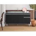 Ver imagem 4 de Balcão Gabinete para Pia Tatiane S/tampo 150cm 4 Portas 1 Gaveta Preto Ajl Móveis