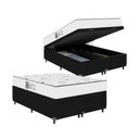 Ver imagem 1 de Baú Casal Bipartido Suede Preto + Colchão D33 One Face Branco- E-shop Casa