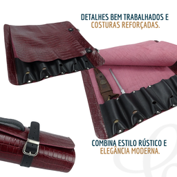 Estojo para Profissional Chef Cozinha Porta Facas em Couro - 3