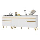 Ver imagem 5 de Kit 2 Balcões Gabinete Pia 150 cm e Cooktop 70 cm Veneza GW Multimóveis MP2073 Branco