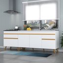 Ver imagem 1 de Kit 2 Balcões Gabinete Pia 150 cm e Cooktop 70 cm Veneza GW Multimóveis MP2073 Branco