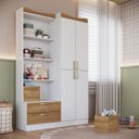 Ver imagem 4 de Guarda Roupa Infantil 118,5cm 4 Portas e 2 Gavetas Branco/mel Roup001