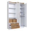 Ver imagem 3 de Guarda Roupa Infantil 118,5cm 4 Portas e 2 Gavetas Branco/mel Roup001