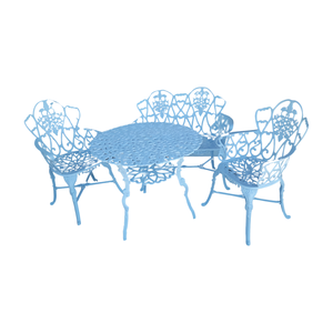 Conjunto de Mesa para Jardim Floral com Namoradeira e Mesa Alta em Alumínio Fundido Unifer Móveis