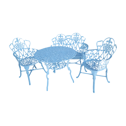 Conjunto de Mesa para Jardim Floral com Namoradeira e Mesa Alta em Alumínio Fundido Unifer Móveis