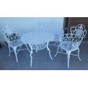 Ver imagem 2 de Conjunto de Mesa para Jardim Floral com Namoradeira e Mesa Alta em Alumínio Fundido Unifer Móveis