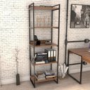 Ver imagem 2 de Estante Livreiro Prisma Estilo Industrial 60cm 5 Prateleiras C08 Nogal - Mpozenato