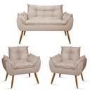 Ver imagem 1 de Kit Namoradeira Opala + 2 Poltronas para Sala Balaqui Decor Cor:bege