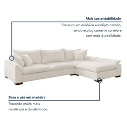 Sofá Modulado com Chaise e Almofadas Soltas M201 Base em Madeira Maciça - 11