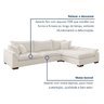 Sofá de Canto Modulado com Chaise 6 Lugares Base em Madeira Maciça Dominique - 5