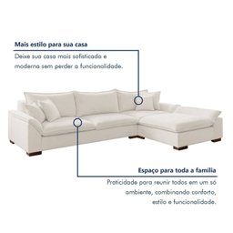 Sofá Modulado com Chaise e Almofadas Soltas M201 Base em Madeira Maciça - 6