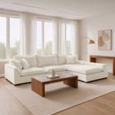 Ver imagem 1 de Sofá de Canto 6 Lugares com Chaise Modulado 320cm com Base em Madeira Maciça Dominique Yescasa
