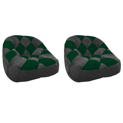 Kit 02 Poltrona Paloma Escritório Sala Pé Plástico Suede Grafite e Suede Verde - Dominic Decor