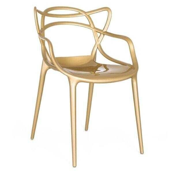 Cadeira Masters Allegra com acabamento metalizado Dourado - 2