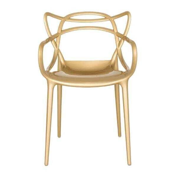 Cadeira Masters Allegra com acabamento metalizado Dourado - 3