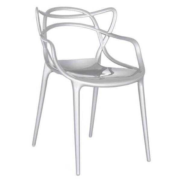 Cadeira Masters Allegra com acabamento metalizado Prata - 1