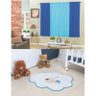 Kit Decoração Bebê Nuvem para Quarto Infantil = Cortina 2 Metros + Tapete Pelúcia - Azul - 1
