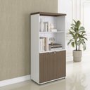 Ver imagem 1 de Armário Misto para Escritório 2 Portas com Prateleiras Linha PE40 AM1600PE40 Branco/Walnut