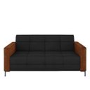 Ver imagem 4 de Sofá Living Decorativo Houston 2 Lugares 200cm Pés em Metal Veludo/ Pu Preto/ Marrom G33 - Gran Belo